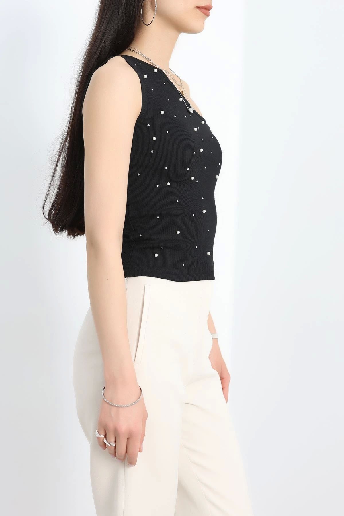 OurStyles Tek Omuz Taş Detay Bluz Siyah - 70060.599.