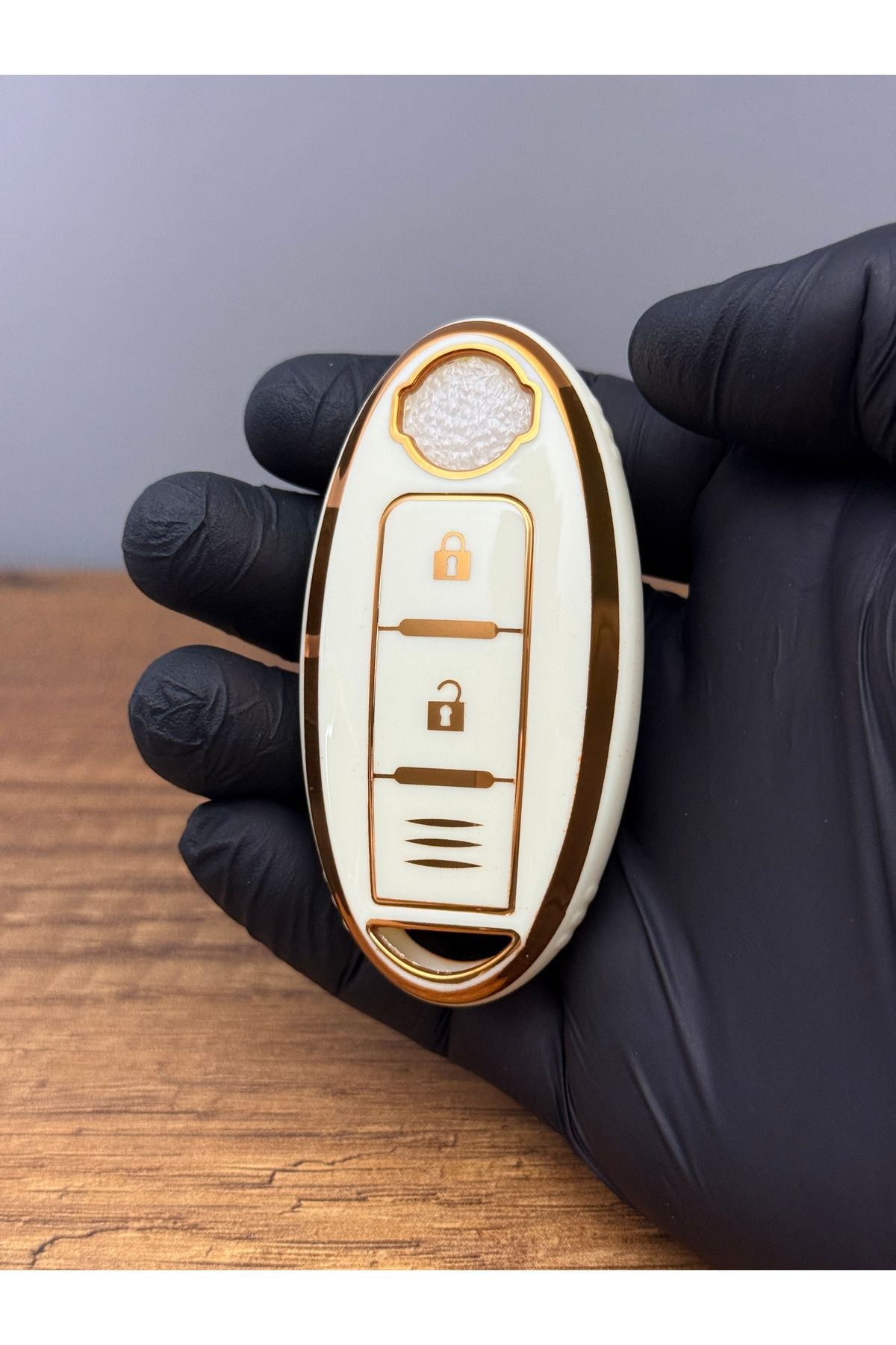 Mavi Keys Nissan Qashqai, Micra, Tiida, X-Trail Uyumlu Smart 2 Düğmeli Silikon Anahtar Koruma Kılıfı – Beyaz
