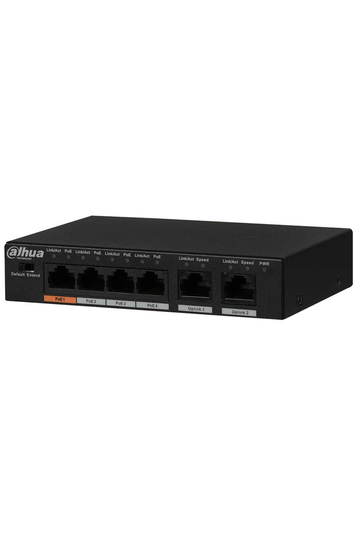 DAHUA PFS3006-4ET-60-V2, 4 Port, Megabit, PoE 60W, 2 Port Uplink, Yönetilemez, Masaüstü Switch