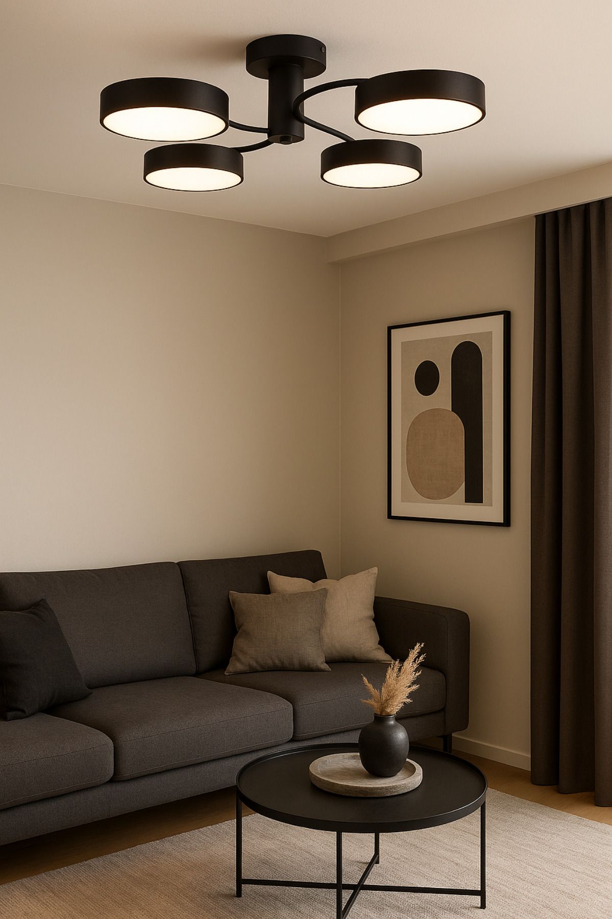 Turanconcept Vale 4lü Led Avize Modern Tasarım Enerji Tasarruflu 3 Renk Işık Oturma Odası Mutfak Giyinme Odası