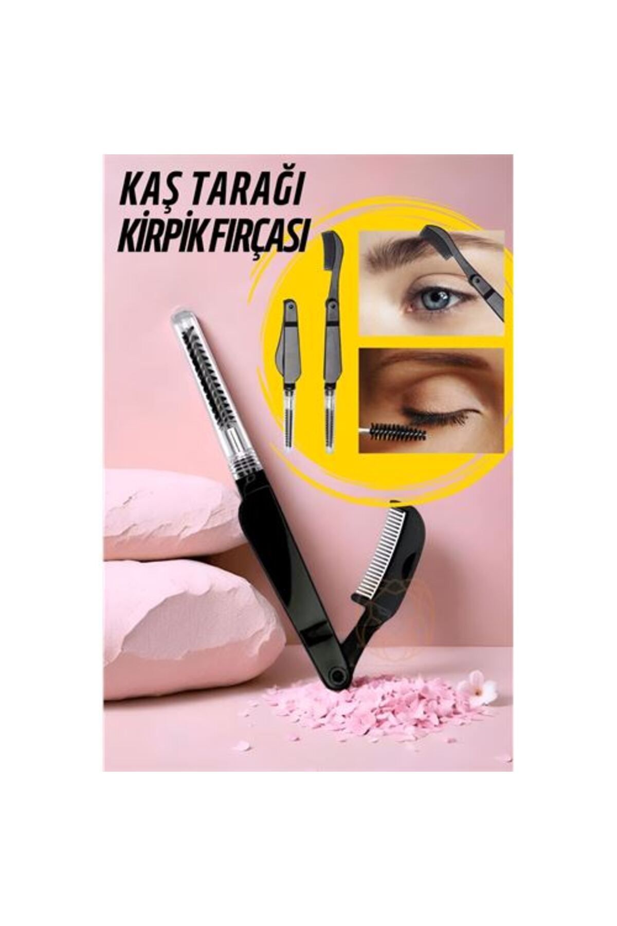 Pİ GLOBAL Kirpik Fırçası Kaş Tarağı Kaş ve Kirpik Fırçlı Tarak