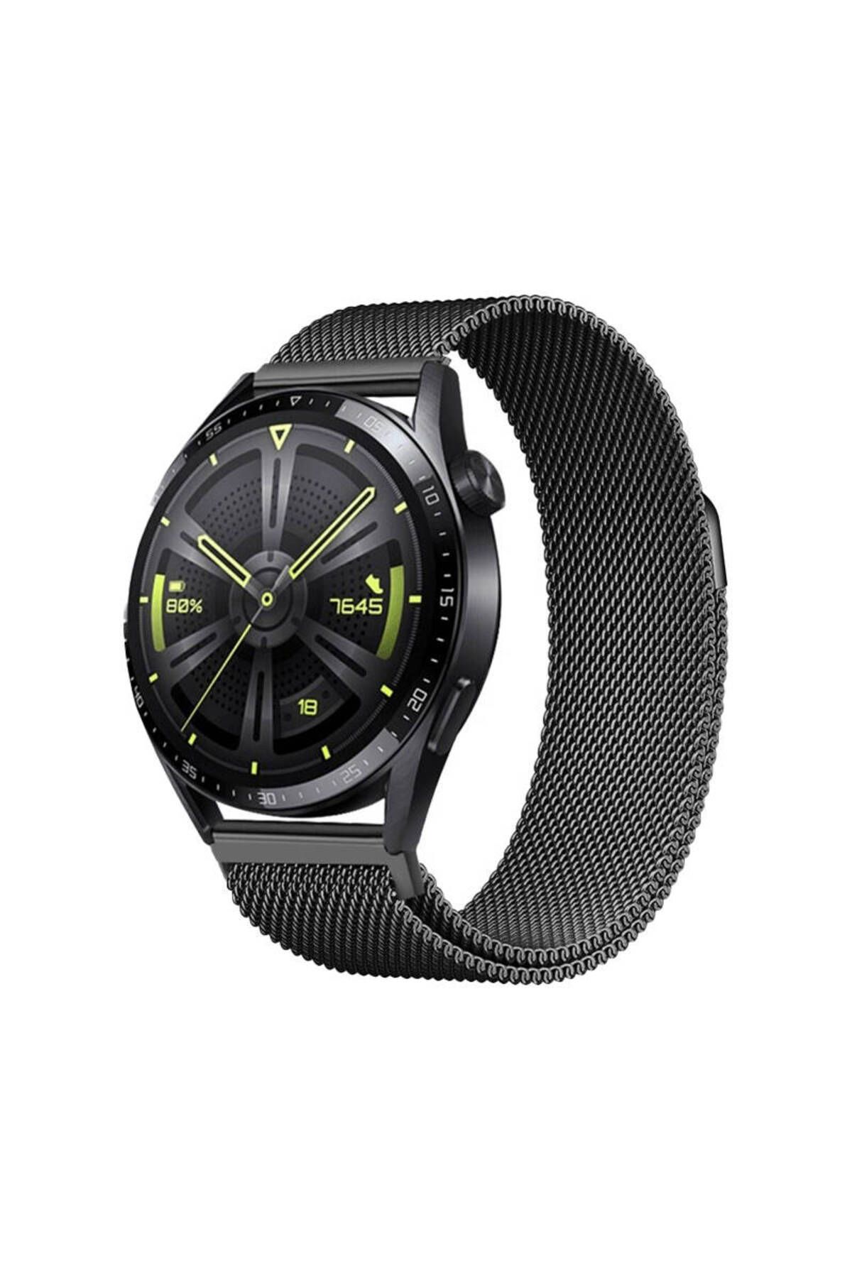Teknodur Galaxy Watch 42mm TKDR Band-12 20mm Metal Hasır Kordon-Siyah