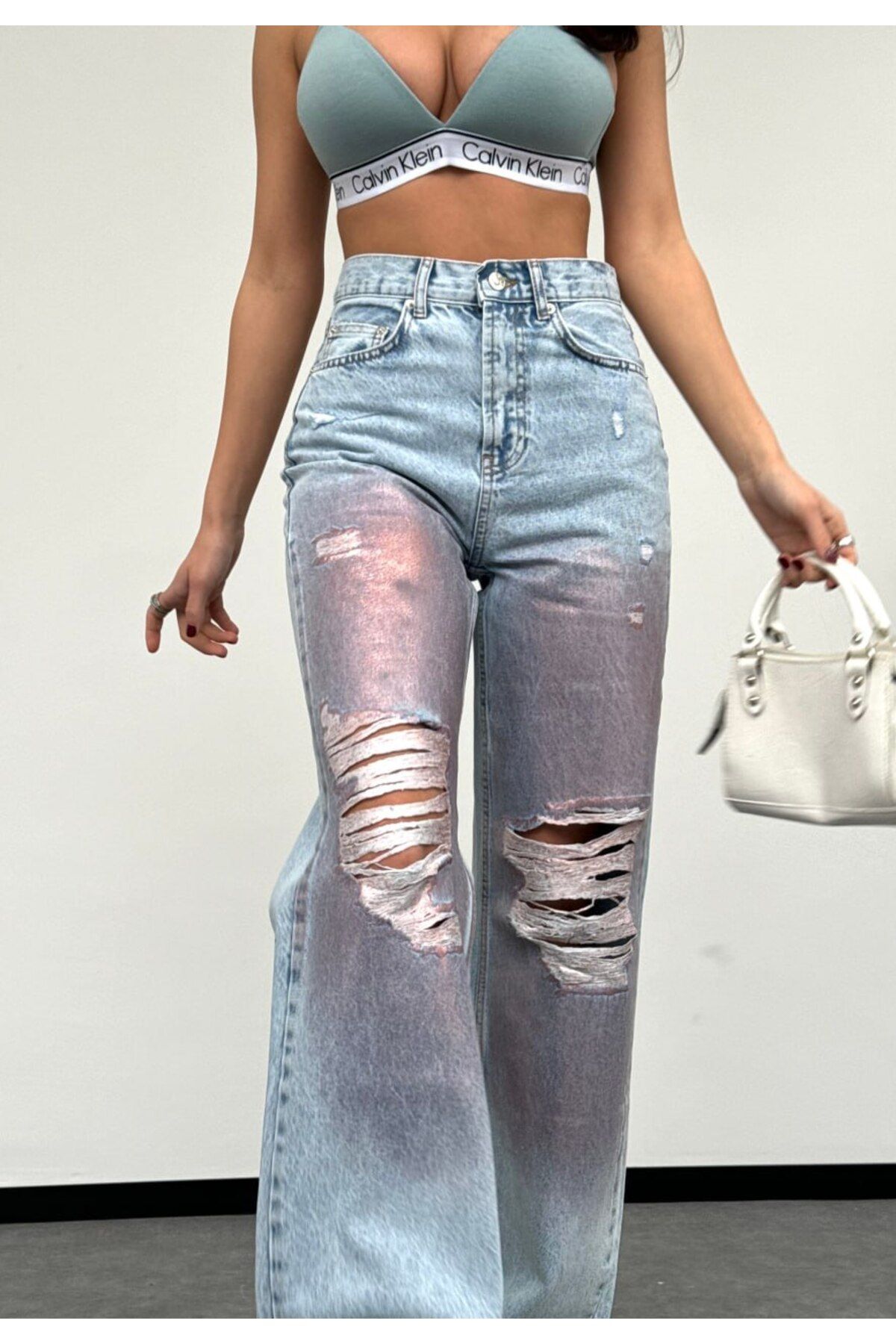 DENİKK TREND ÖZEL TASARIM BOL PAÇA RAHAT KALIP DENİM JEAN PALAZO BAGGY PANTOLON 30