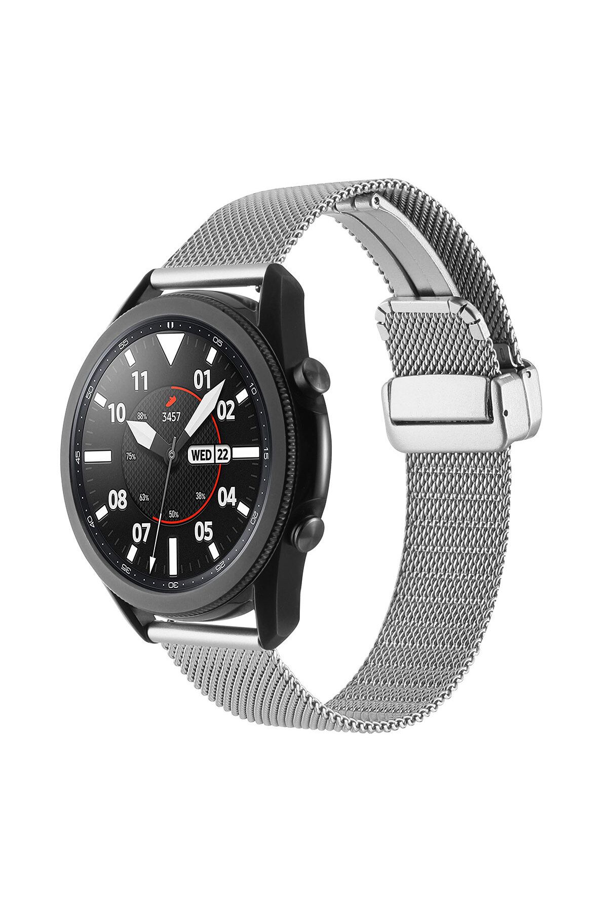 Teknodur Xiaomi Amazfit Pace Uyumlu KRD-85 22mm Metal TKDR Kordon-Gümüş
