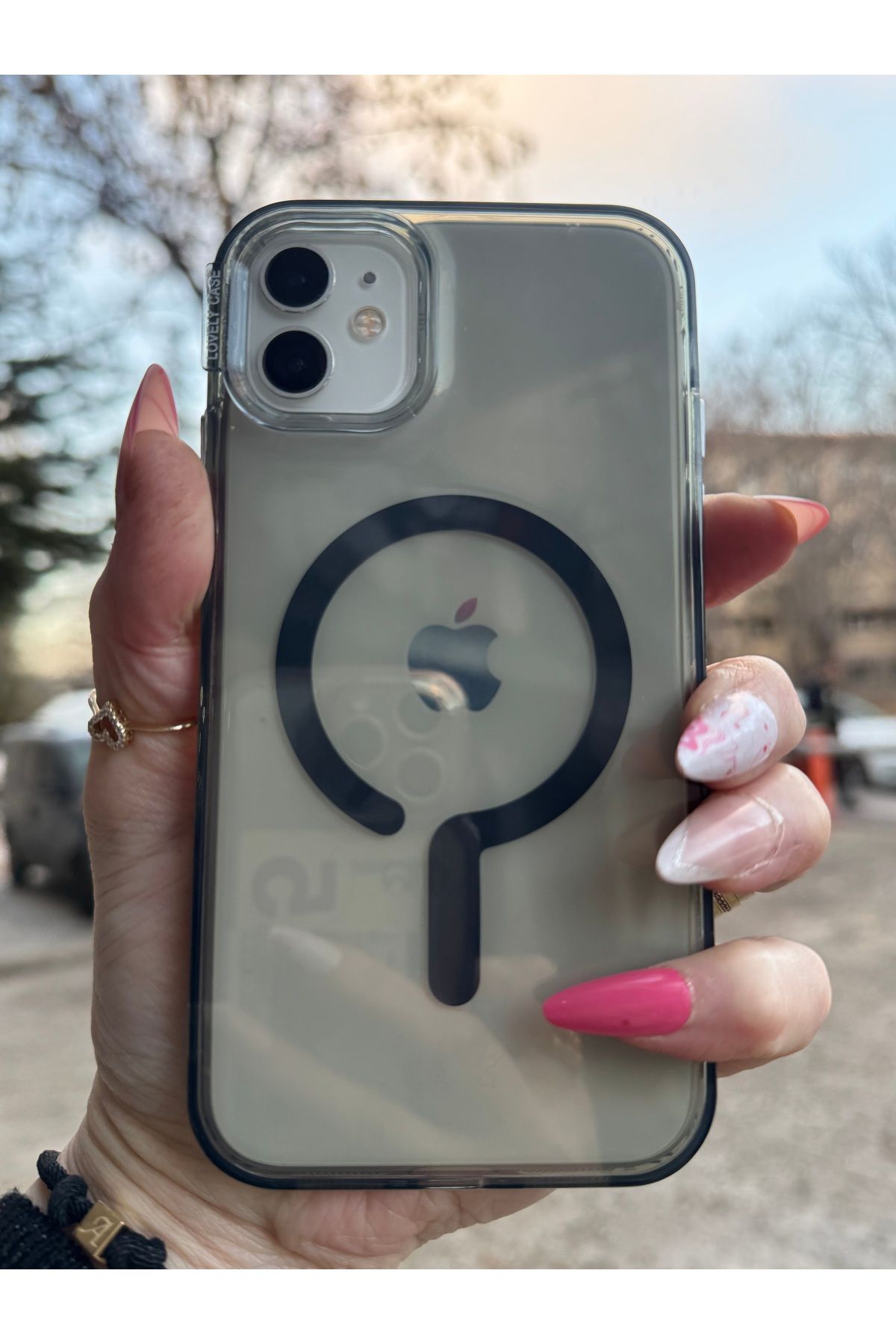 DÜNYA AKSESUAR iPhone 11 uyumlu renkli şeffaf megsafe şarj tam koruma sert silikon kılıf