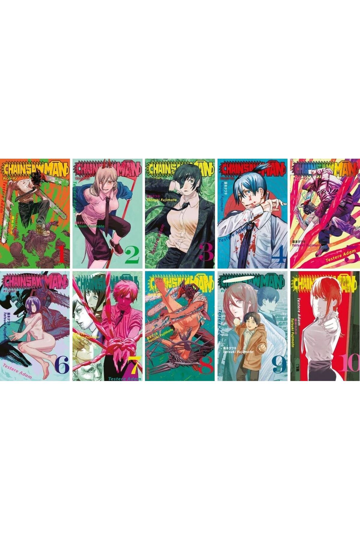 Gerekli Şeyler Yayıncılık Chainsaw Man-testere adam 1-2-3-4-5-6-7-8-9-10 set (10 kitap) 1 adet anime posteri hediye