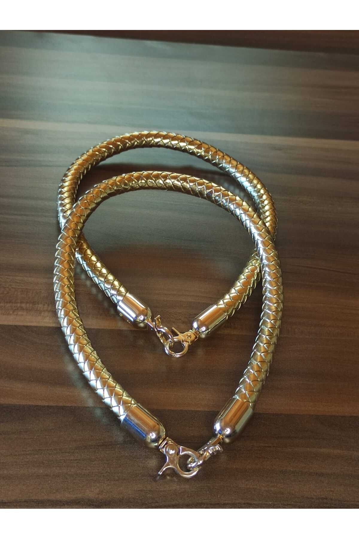 MODA Altın Renkli Metalik Örgü Desenli 2 li Çanta Sapı Takılabilir Aparat 60 cm