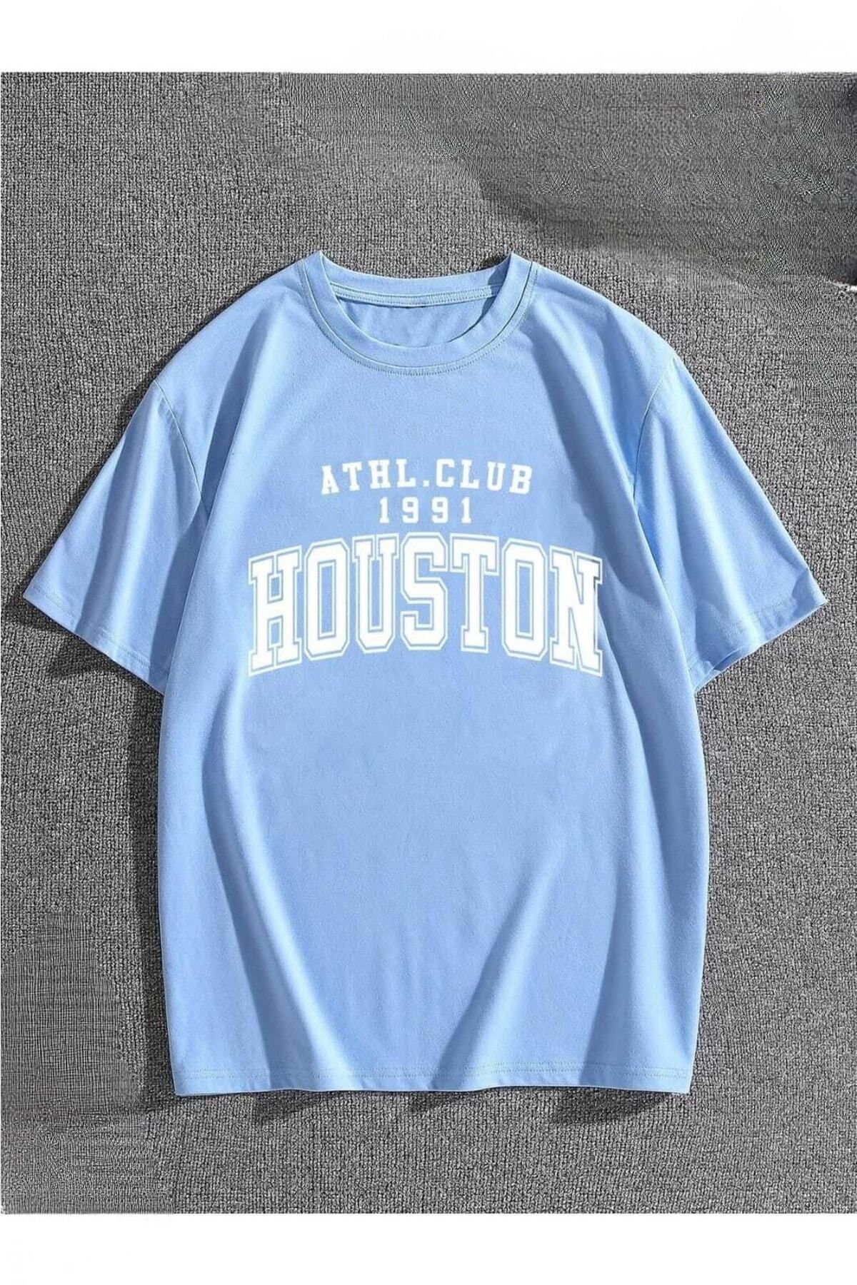 Boi Houston Baskılı Kadın Oversize Salas T-shirt Boyfriend