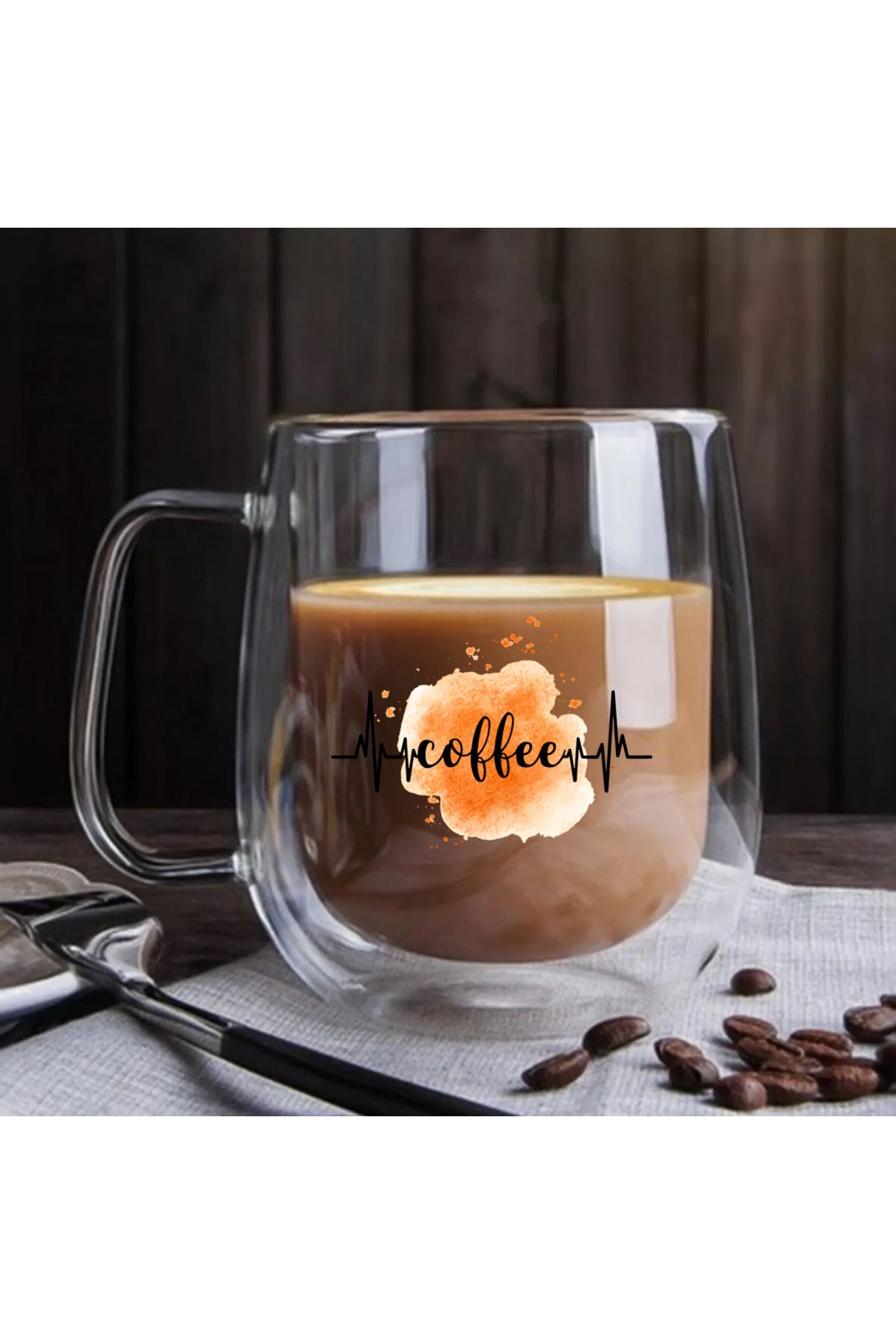 ODİ HOME 2 Adet Odi Home Çift Cidarlı Cam Kupa Bardak Double Wall Kulplu Bardak 250 Ml