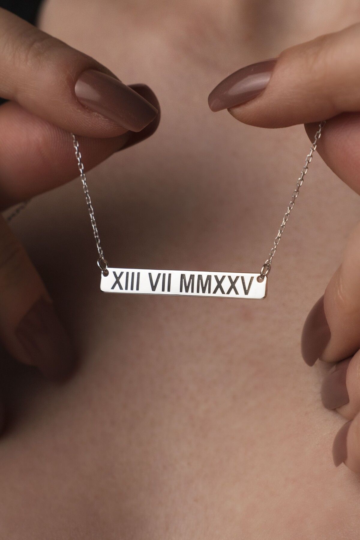TigerxlJewellery 925 Ayar Gümüş Roma Rakamlı Kişiye Özel Kolye