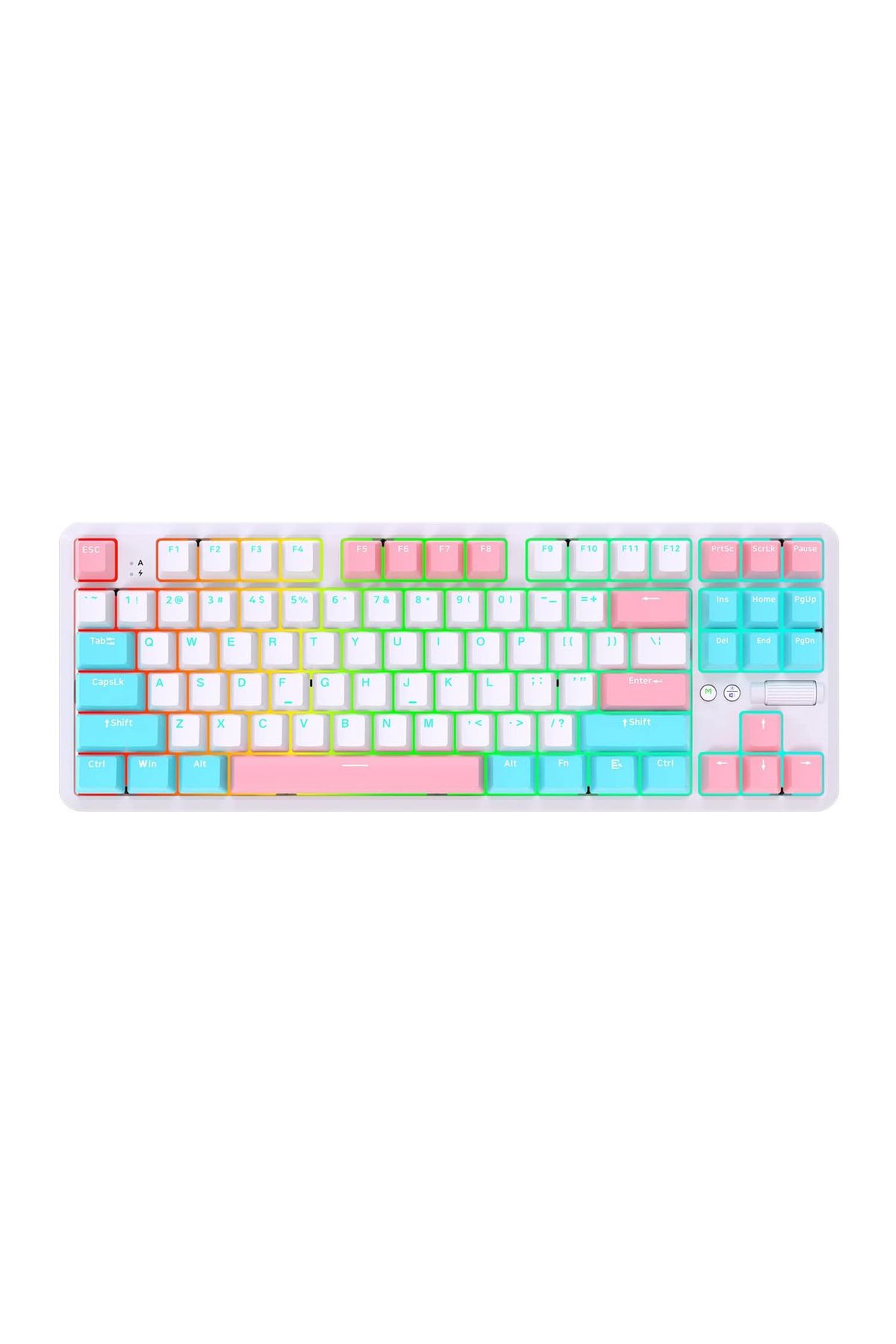 Coverzone Ajazz K870T Pro Kablosuz Hot Swap Mekanik Oyun Klavyesi-RGB Beyaz - Brown Switch