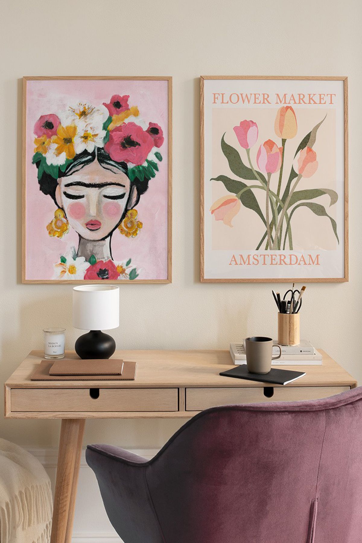 Artavessa 2 Parça Gerçek Ahşap Çerçeveli MDF Tablo Seti 33x48 cm - Model 4