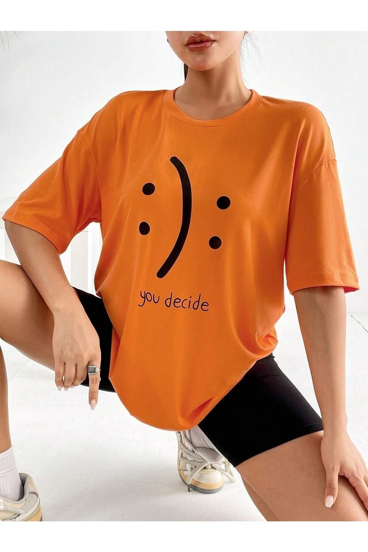 Boi You Decide Baskılı Kadın / Kız Oversize Salas T-shirt Boyfriend