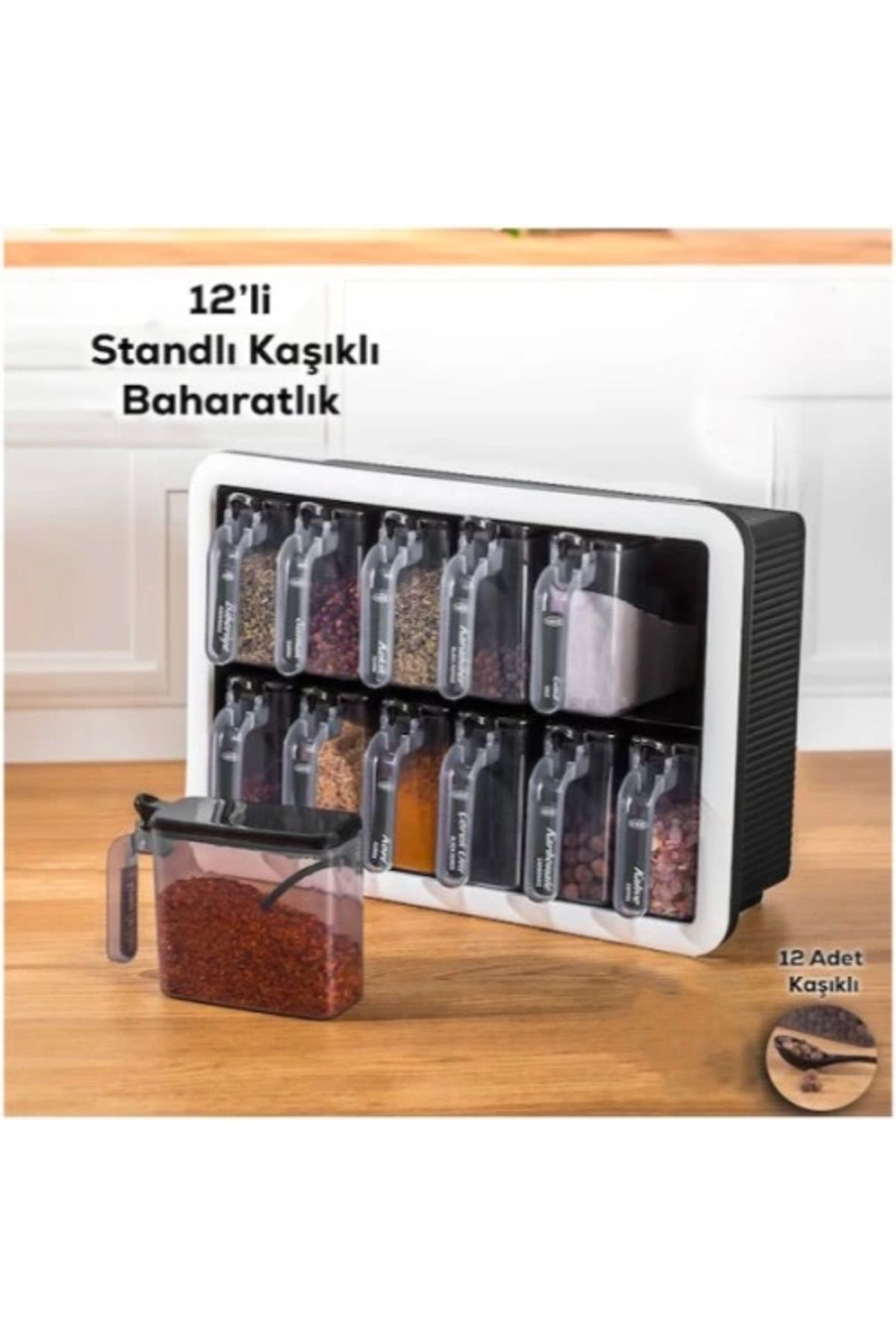 Emperium 12'li Standlı Kaşıklı Baharatlık Seti