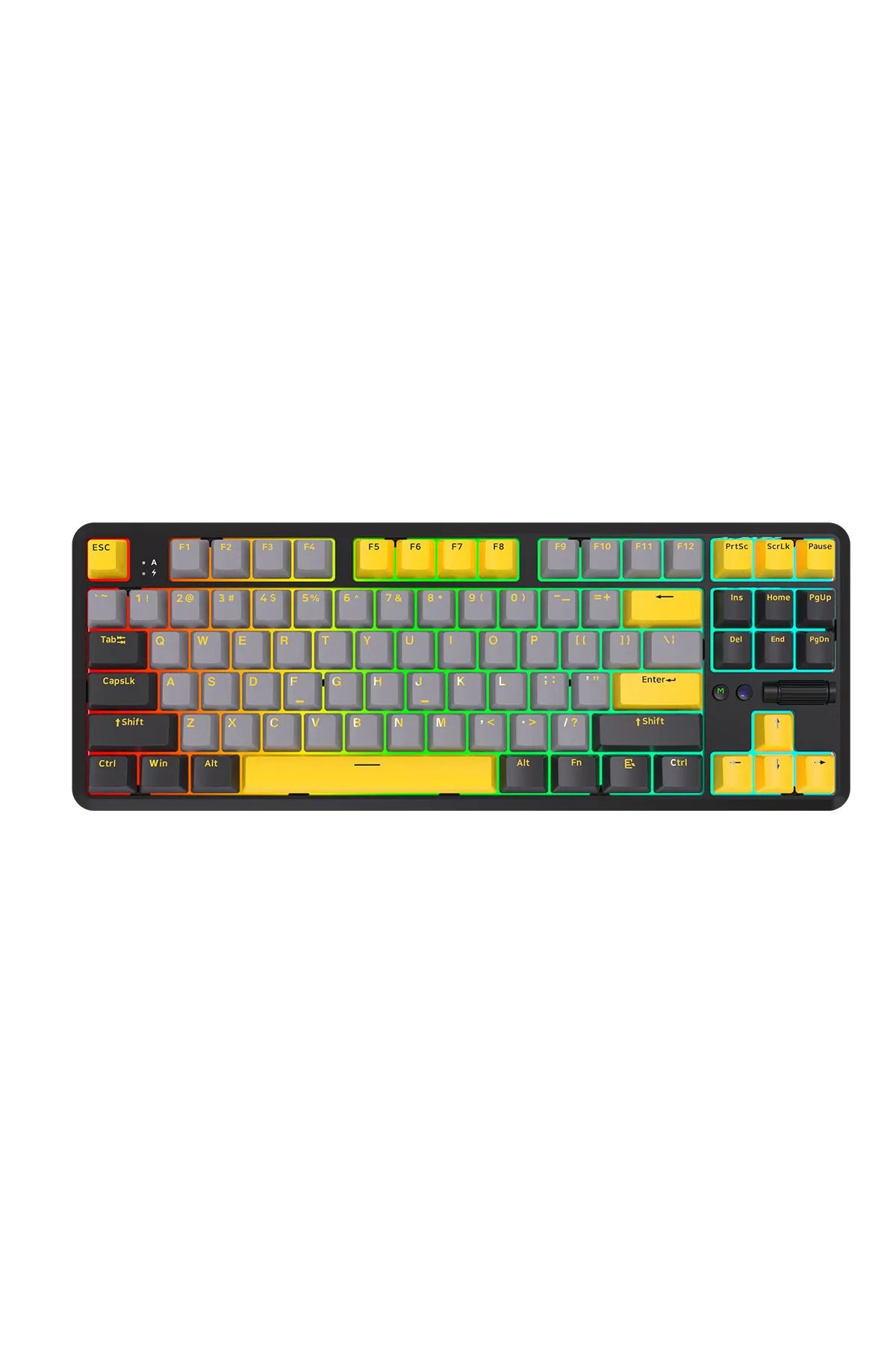Coverzone Ajazz K870T Pro Kablosuz Hot Swap Mekanik Oyun Klavyesi-RGB Siyah - Blue Switch