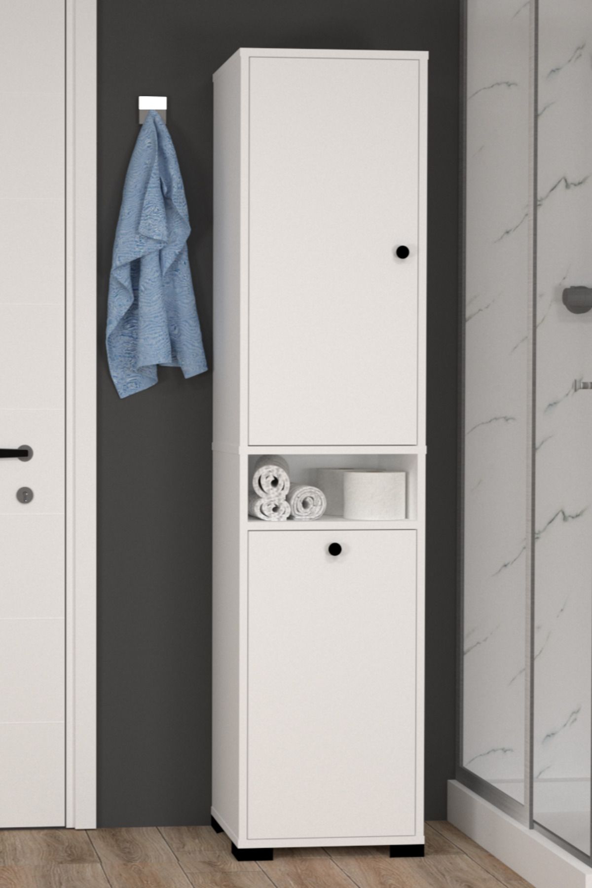 MOBİLİQUE ATLAS NO.1 3 RAFLI SEPETLİ BANYO DOLABI