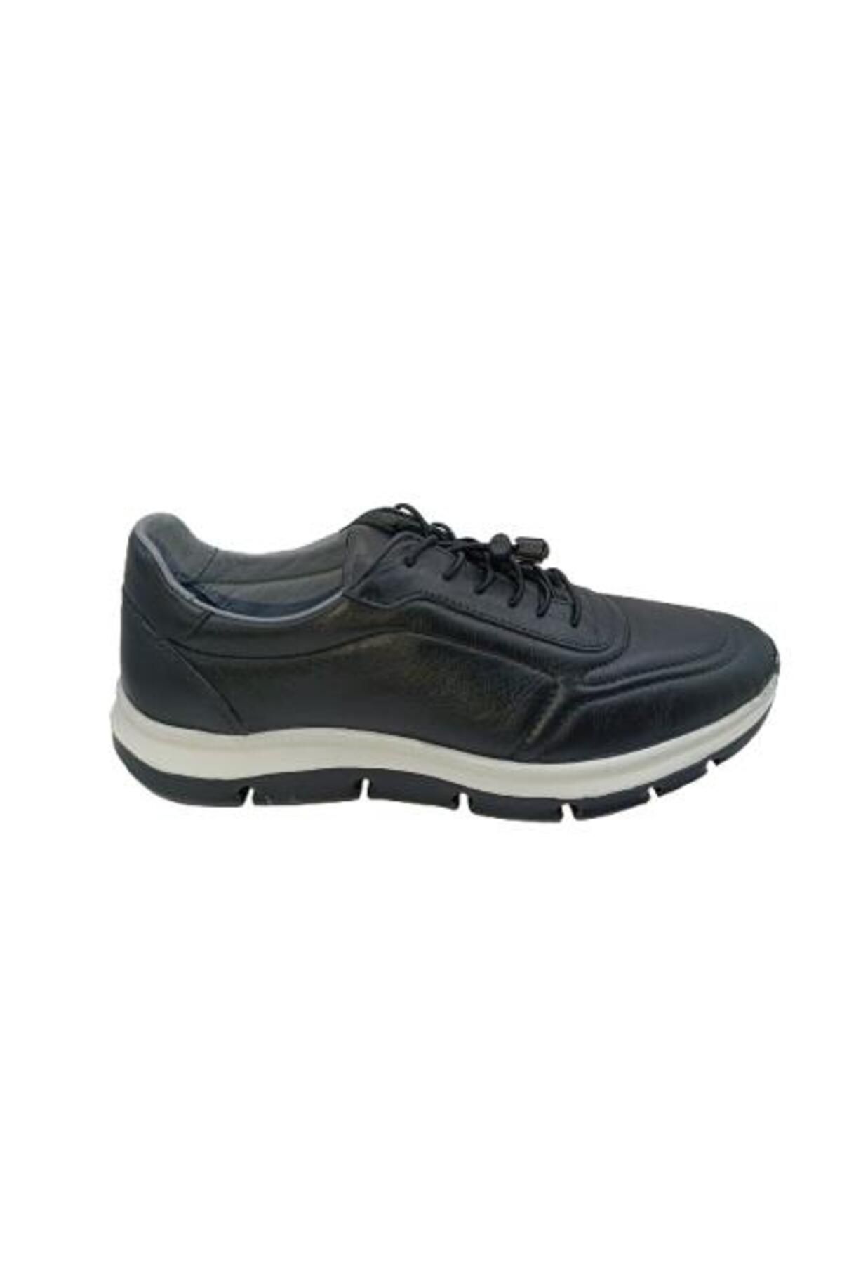Bukond Hakiki Deri Lastikli Bağcıklı Çok Rahat ve Şık Eva Taban Günlük Sneaker Spor Ayakkabı
