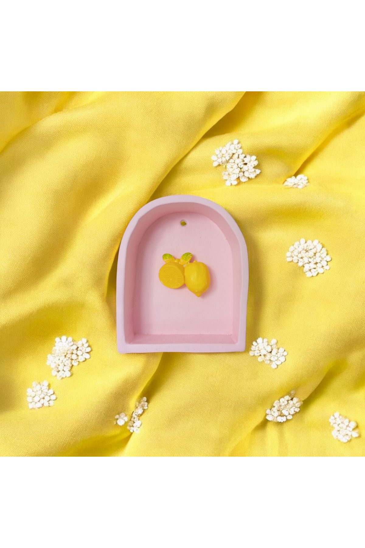Season to Shine Üç Boyutlu Limon Süslemeli Pembe Duvar / Masa Üstü Seramik Obje