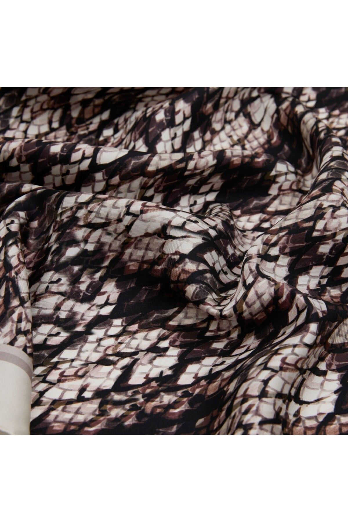 SÜFF Vizon Yılan Desenli Twill İpek Eşarp