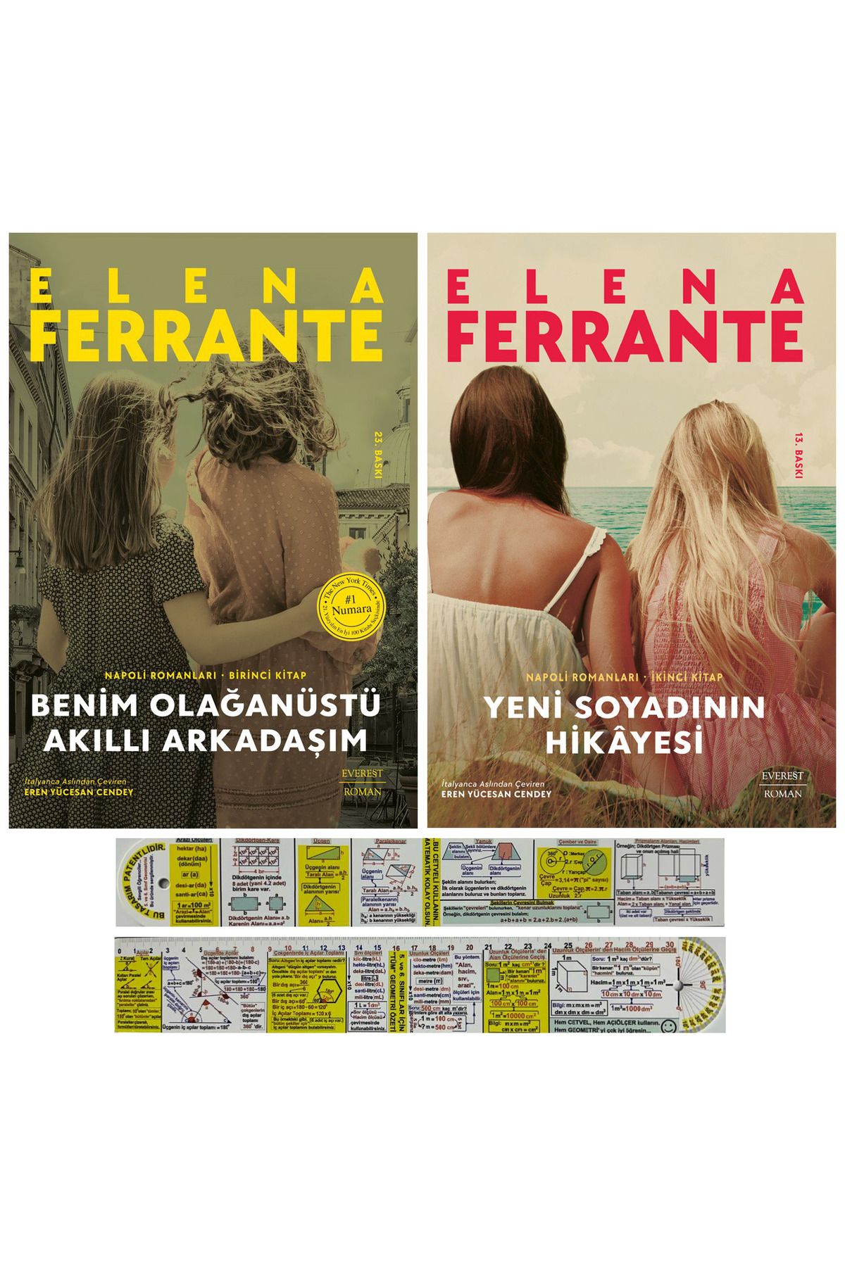 Everest Yayınları Elena Ferrante 2 Kitap Set / Benim Olağanüstü Akıllı Arkadaşım - Yeni Soyadının Hikayesi + Cetvel
