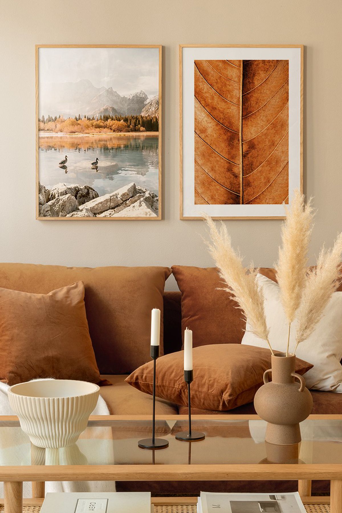 Artavessa 2 Parça Gerçek Ahşap Çerçeveli MDF Tablo Seti 33x48 cm - Model 23