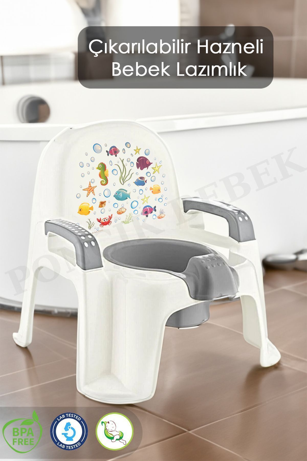 PONÇİK STORE Bebek Tuvalet Alıştırma Lazımlığı Tutma Kollu Koltuk Tipi Çocuk Lazımlık