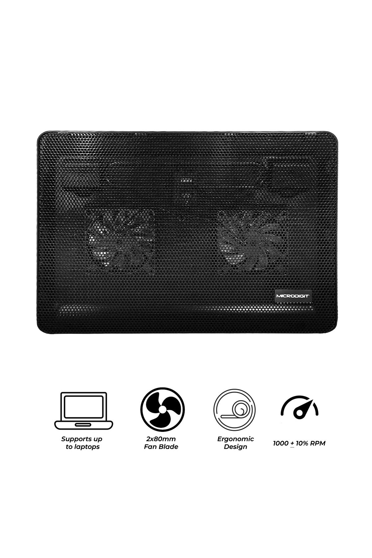 Microdigit-Notebook Cooling Pad, Dual Fan, LED Light, USB Powered, Silent Fast Cooling - MD455CP 7