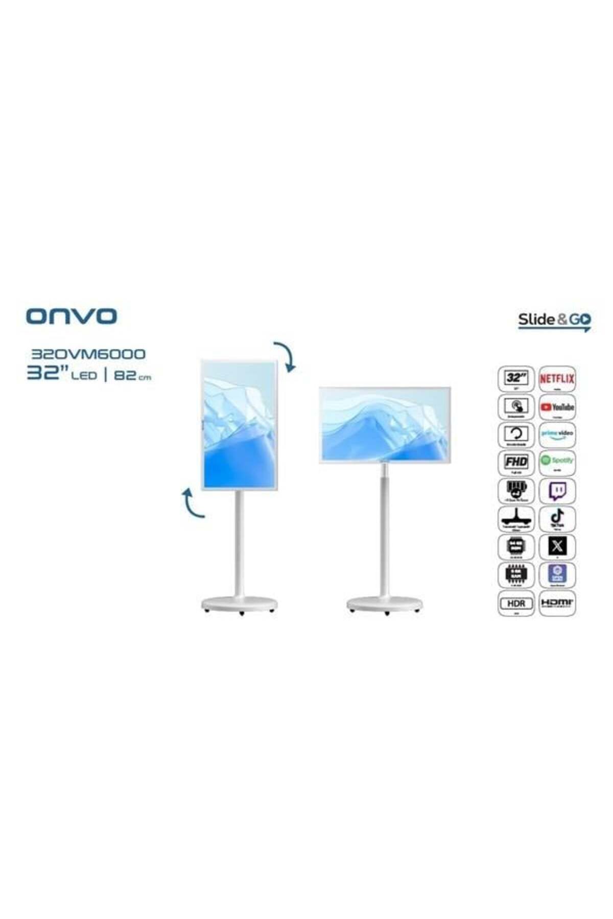 ONVO 32" Dokunmatik 32OVM6000 Ev Ofis Tipi Hareketli 6GB RAM -64GB ROM- Videowall Cihazı Bataryalı B