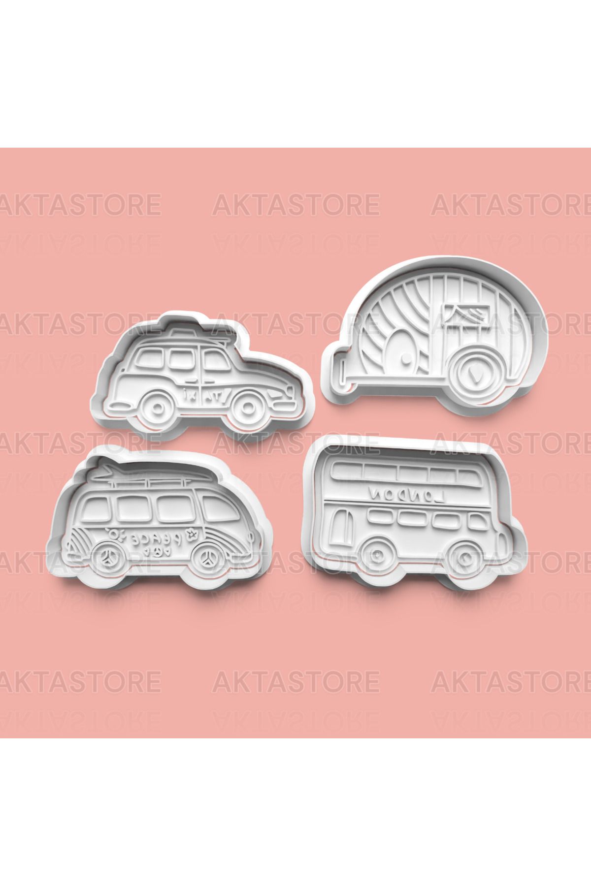 AKTASTORE Araçlar Kurabiye Kalıbı 4'lü set