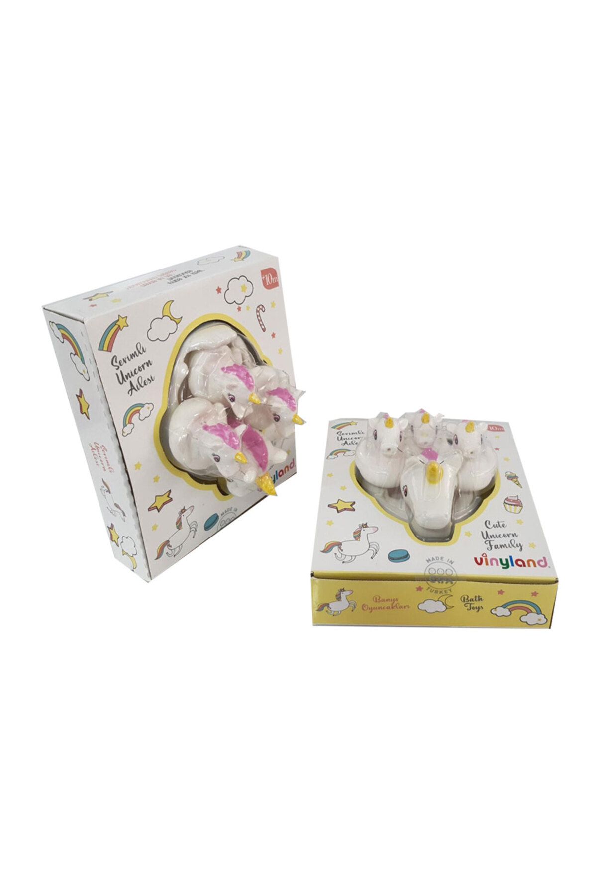 Erpa Oyuncak Sevimli Unicorn Ailesi Banyo Oyuncakları - Vinil Oyuncak +10m Beyaz 4 Parça