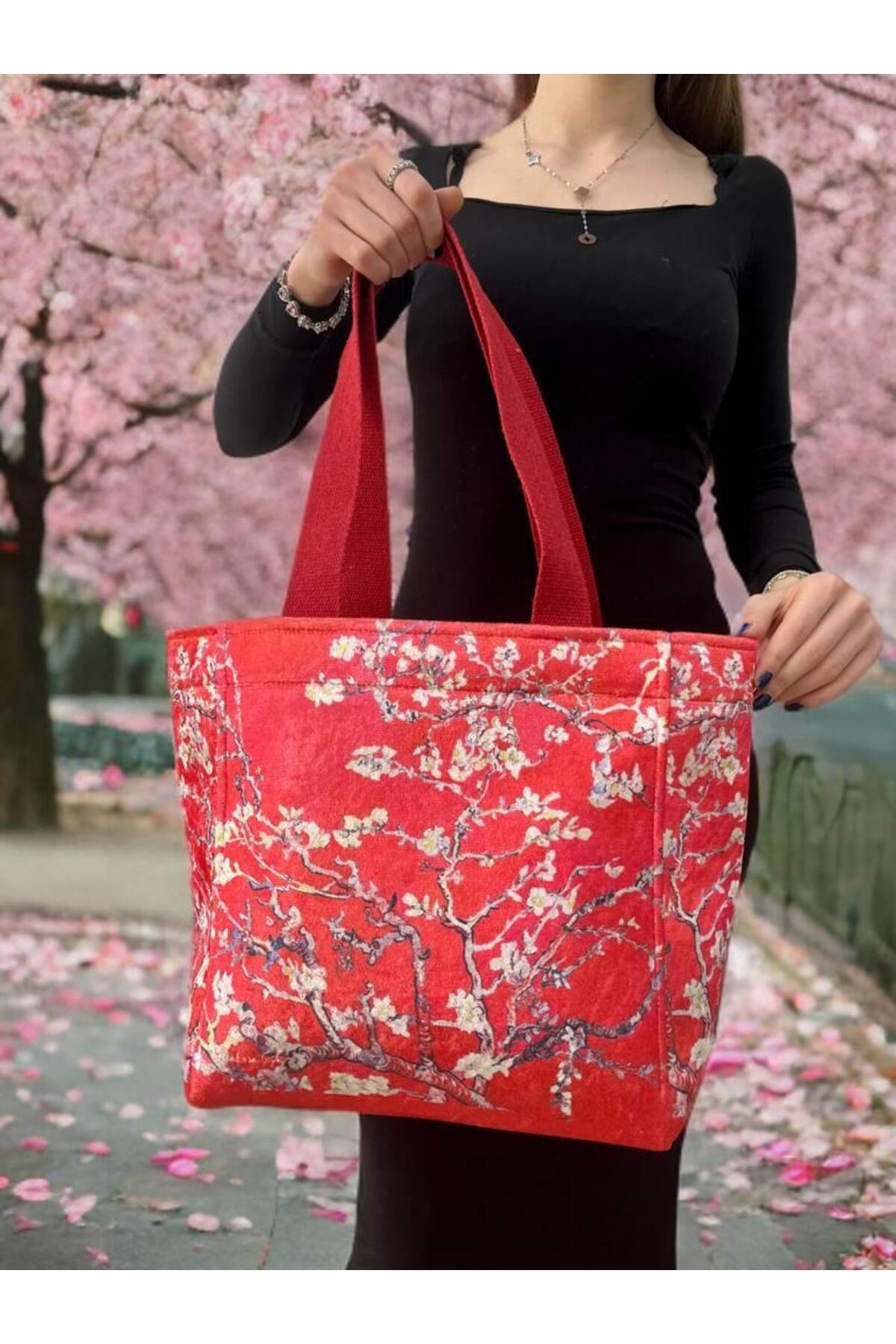 ECHARMBUTIK Van Gogh Badem Çiçeği Model Kadın Çanta