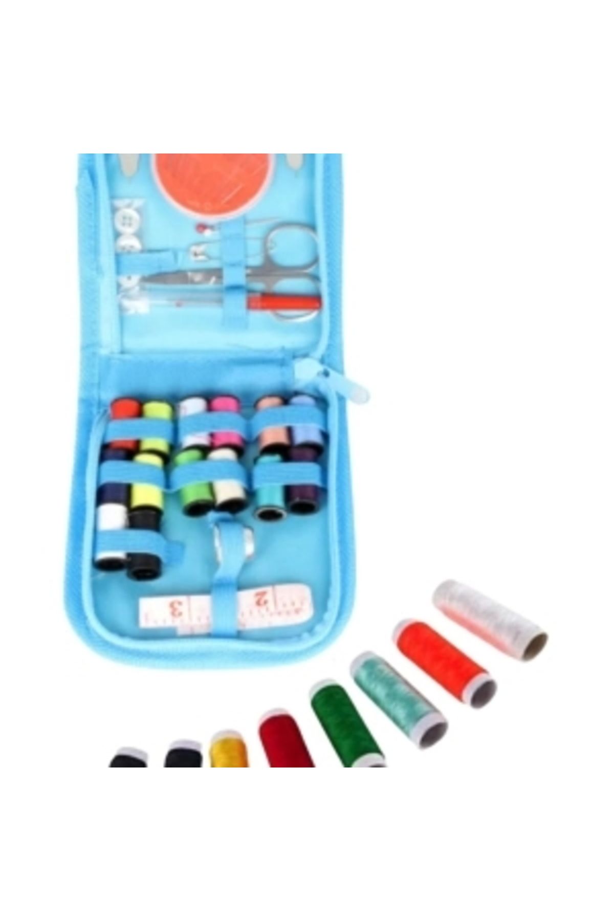 STOREMAX İplik Set Fermuarlı Plastik Dikiş Seti Mavi
