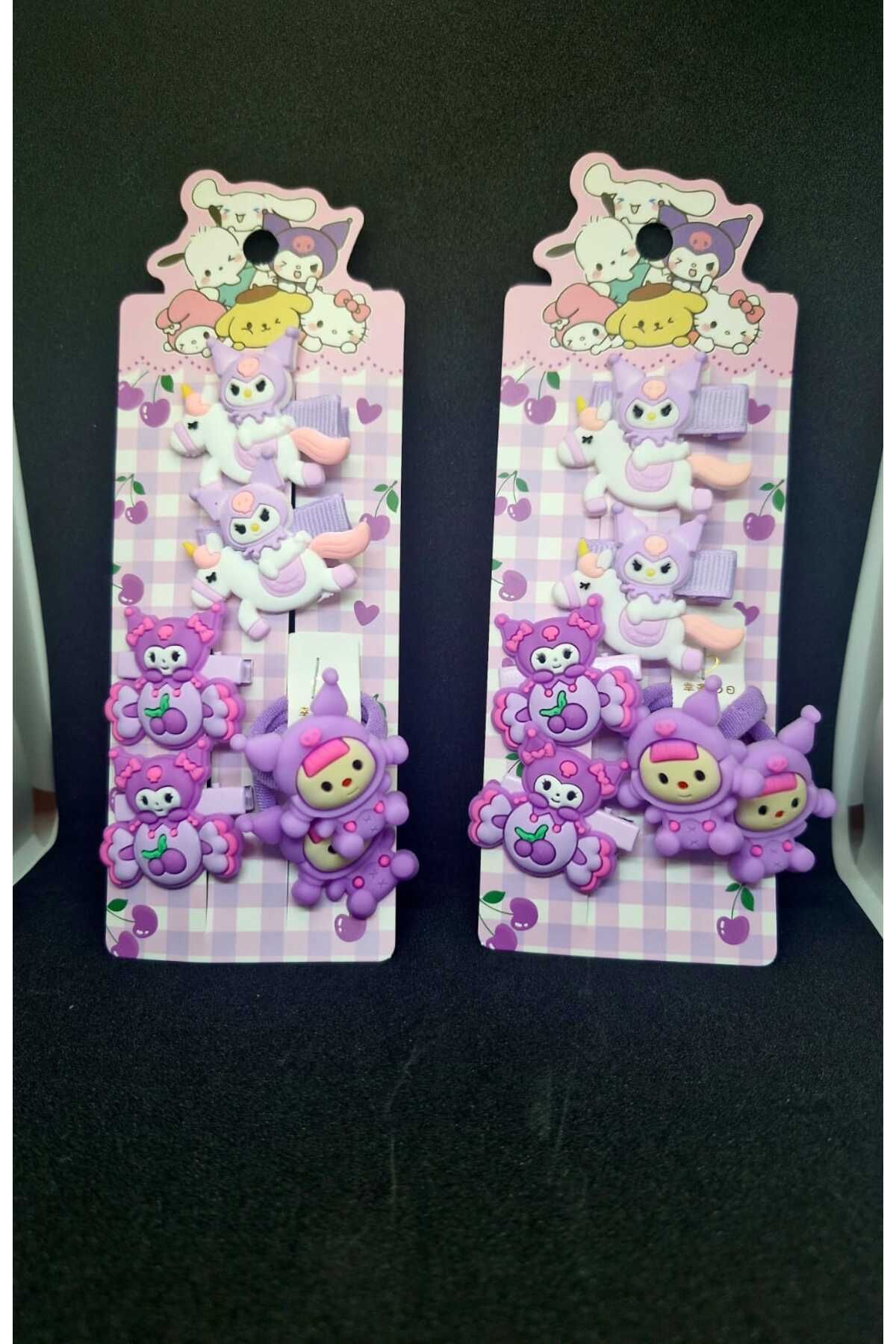 DerinSteelStyle Sanrio Kuromi 6’lı Karışık Figürlü Kıstırmalı Kaliteli Toka Seti