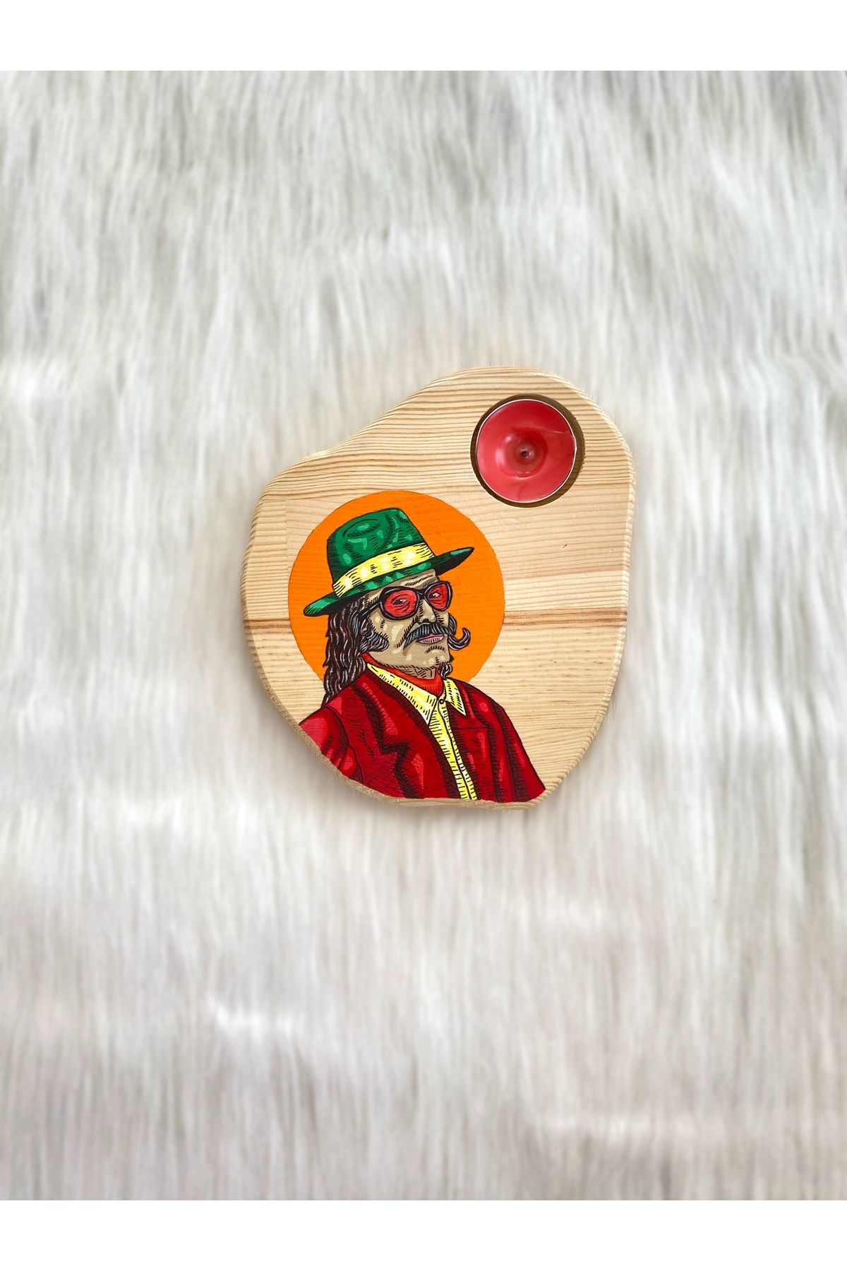 Kiki Sanat Atölyesi El Yapımı Ahşap Mumluk