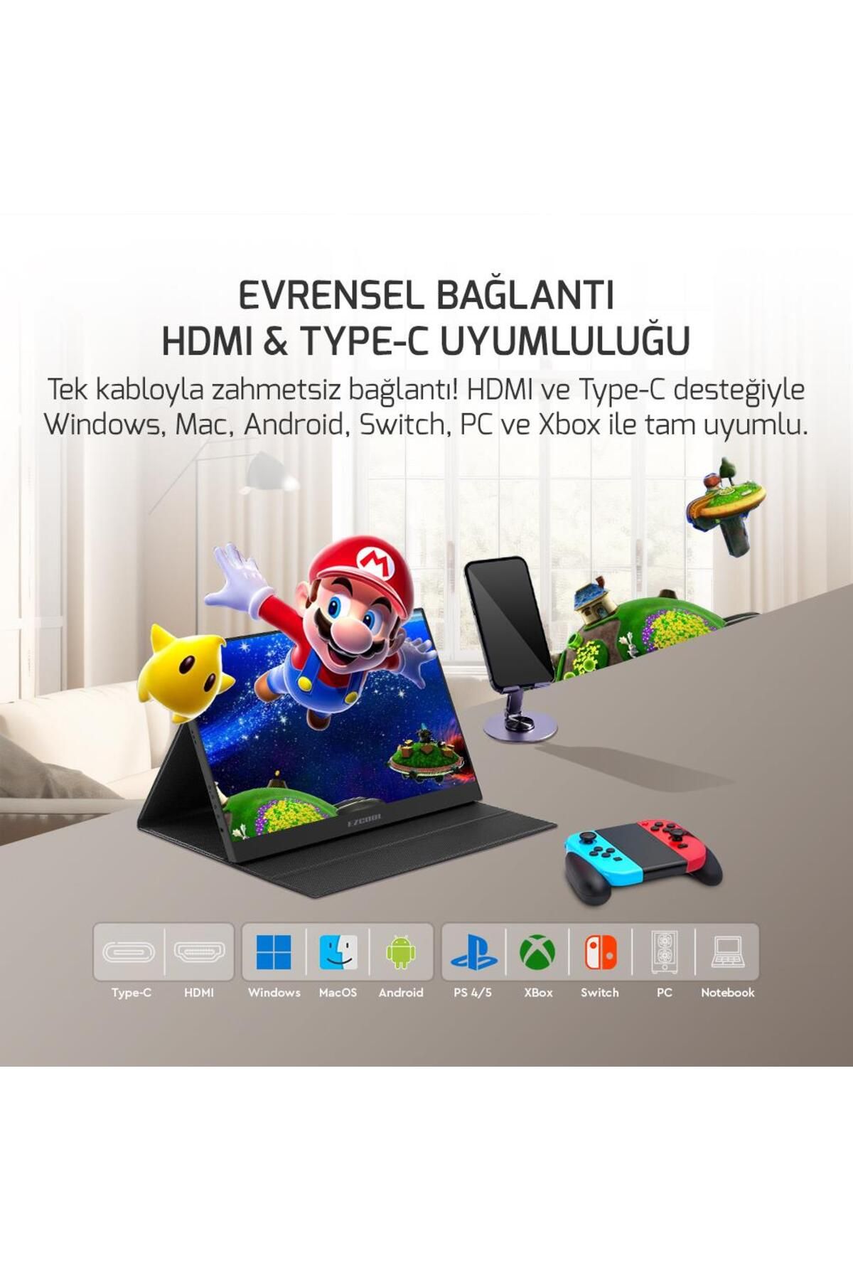 EZCOOL LITE E15T 15,6’’ 60HZ FHD PORTABLE TAŞINABİLİR DOKUNMATİK MONİTÖR (SIFIR ÖLÜ PİKSEL GARANTİLİ