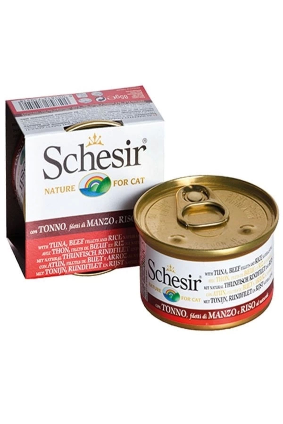 YNT İthalat Schesir Ton Balık ve Sığır Etli Naturel Konserve Kedi Maması 85 Gr
