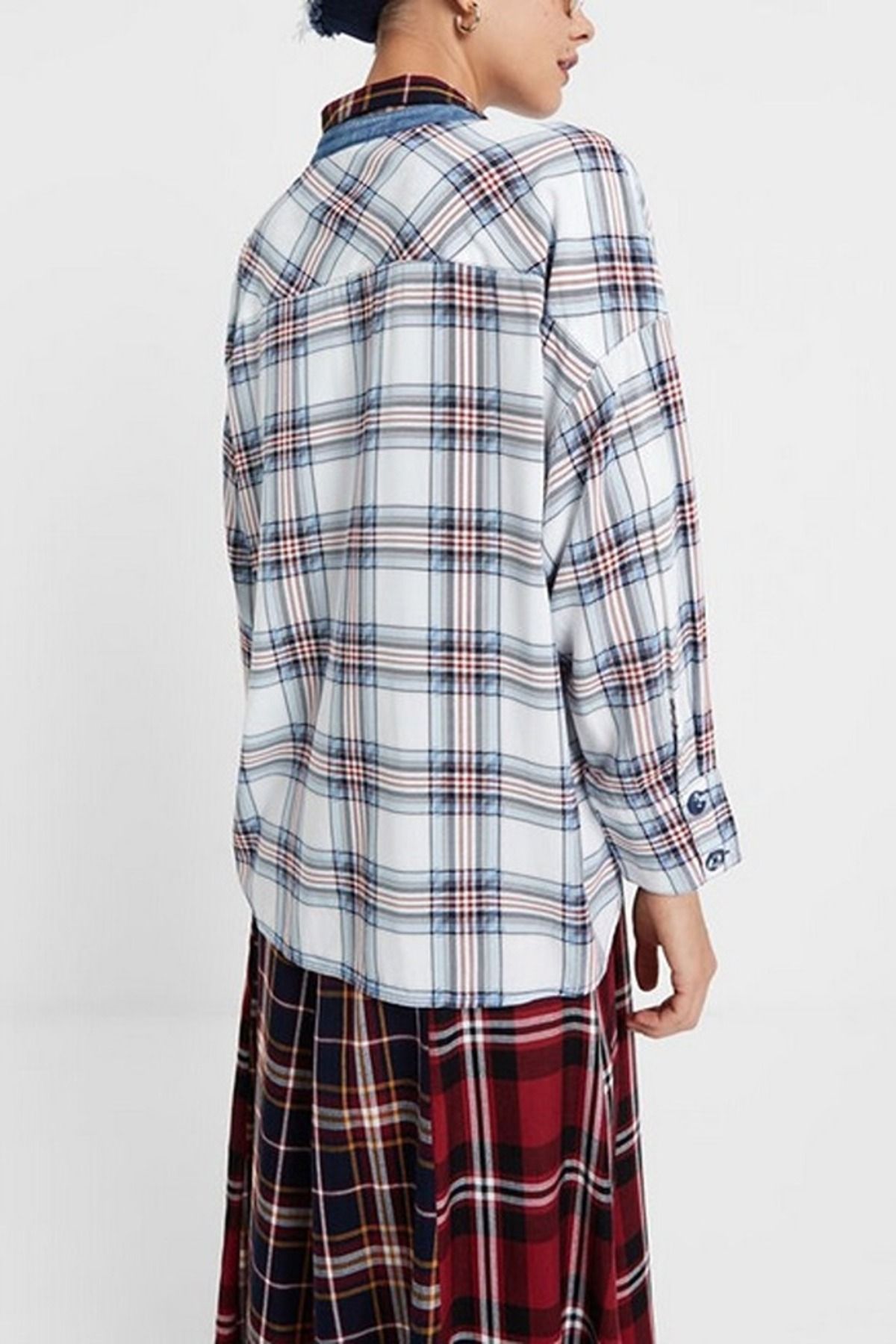 Desigual-Augustina viscose blouse with checkered print, Multicolor, M 2