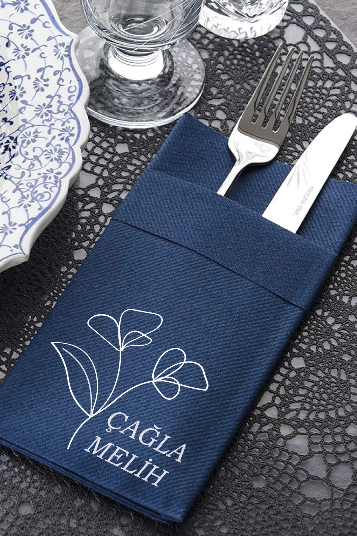 NapkinStore Kişiye Özel Airlaid Peçete 25 Adet - Mavia Tasarım NPA13
