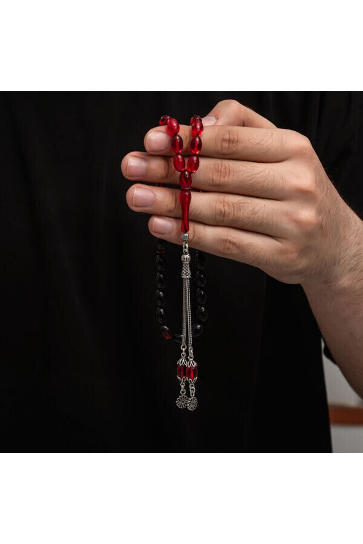 shop Sıkma Kehribar 925 Ayar Gümüş Tesbih