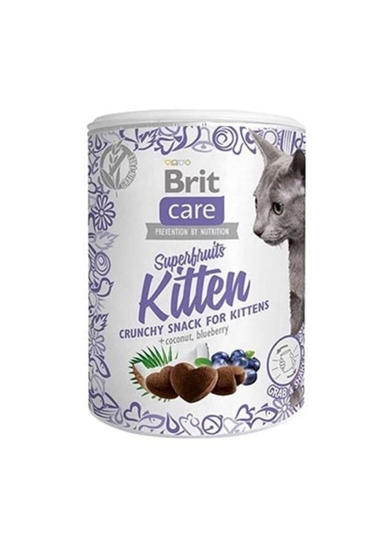 YNT İthalat Brit Care Süper Fruits Hindistan Cevizli ve Yaban Mersinli Yavru Kedi Ödül Maması 100 Gr