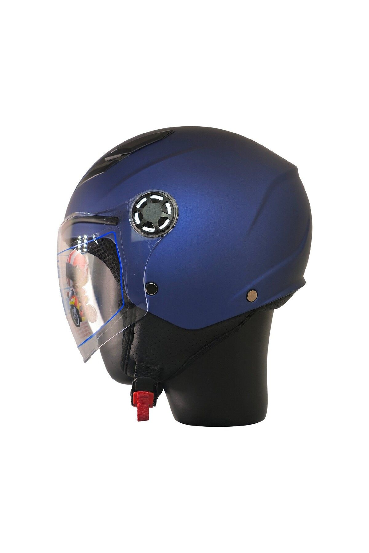 MOTOANL Motosiklet ve Bisiklet Yarım Camlı Çocuk Kaskı Ce Abs Material Motor Kaskı Mat Blue