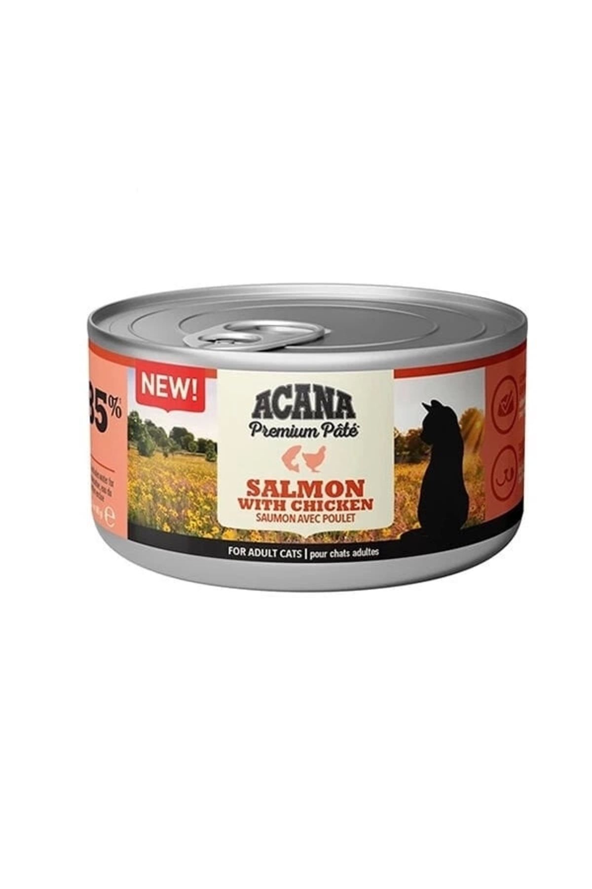 YNT İthalat Acana Premium Pate Tavuklu ve Somonlu Yetişkin Konserve Kedi Maması 85 Gr