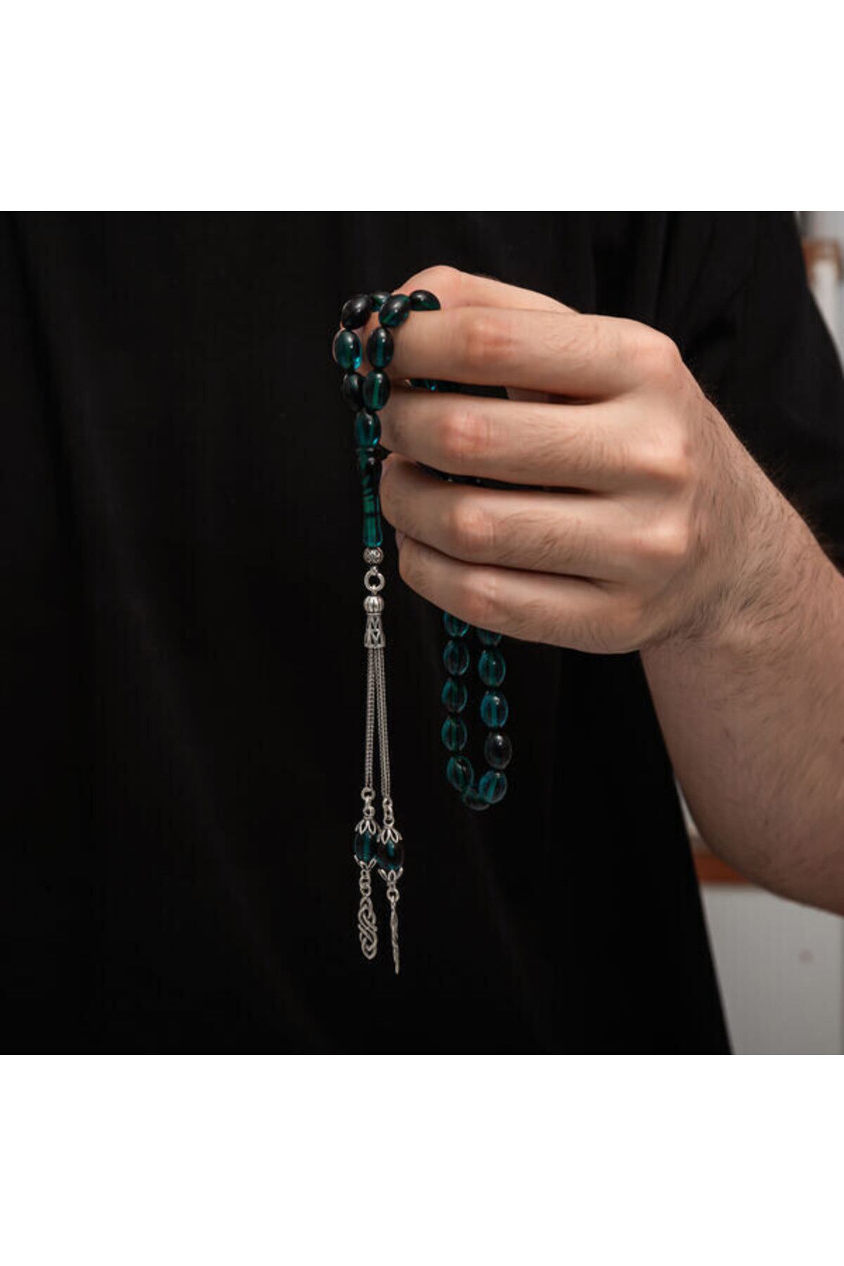 shop Sıkma Kehribar 925 Ayar Gümüş Tesbih
