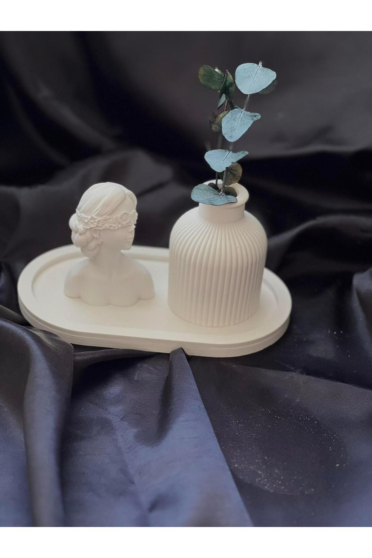 BGV HOME Beyaz Kadın Figürlü Bohem Beton Dekoratif Set (3 Parça)