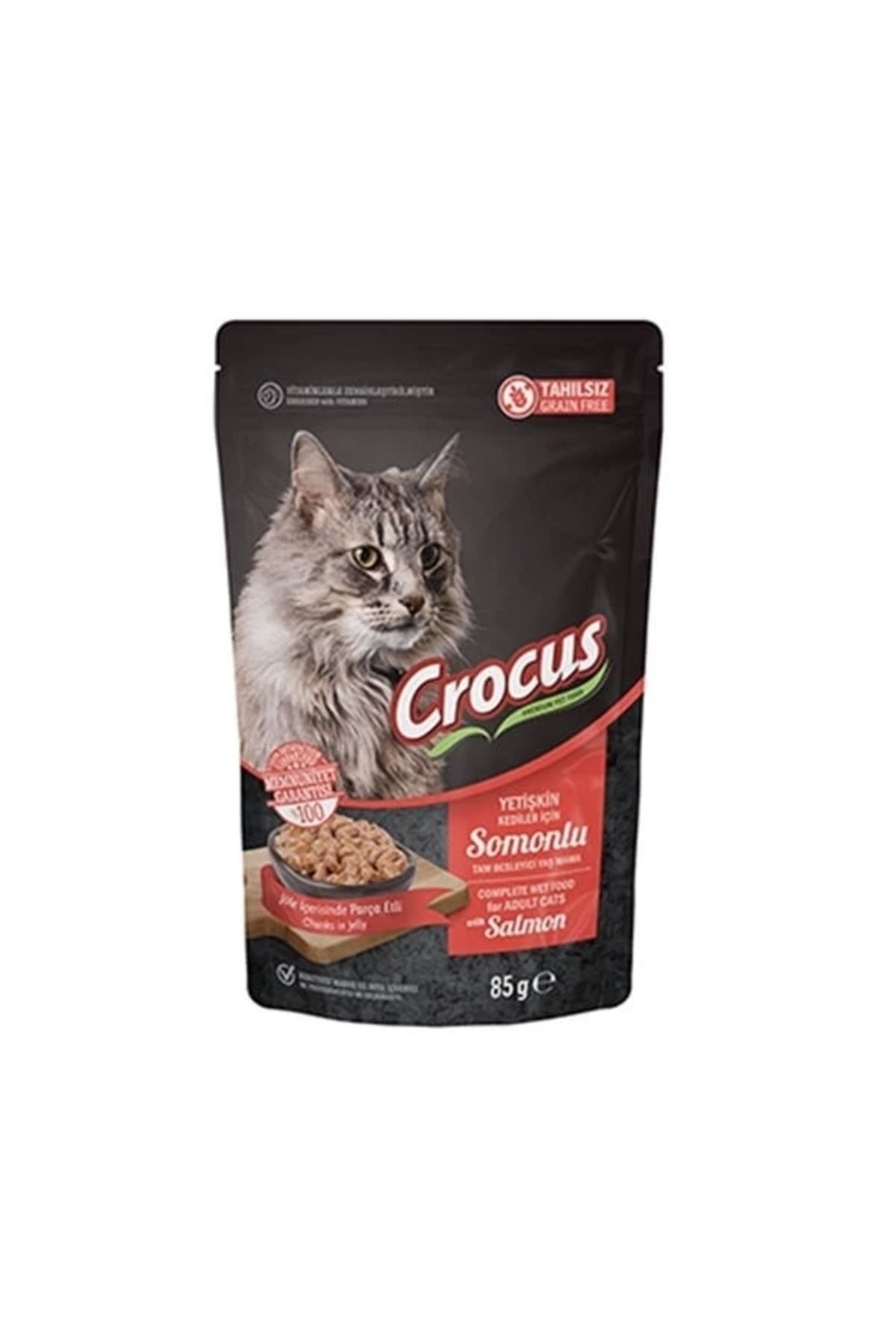 YNT İthalat Crocus Tahılsız Pouch Jöleli Somonlu Yavru Konserve Kedi Maması 85 Gr