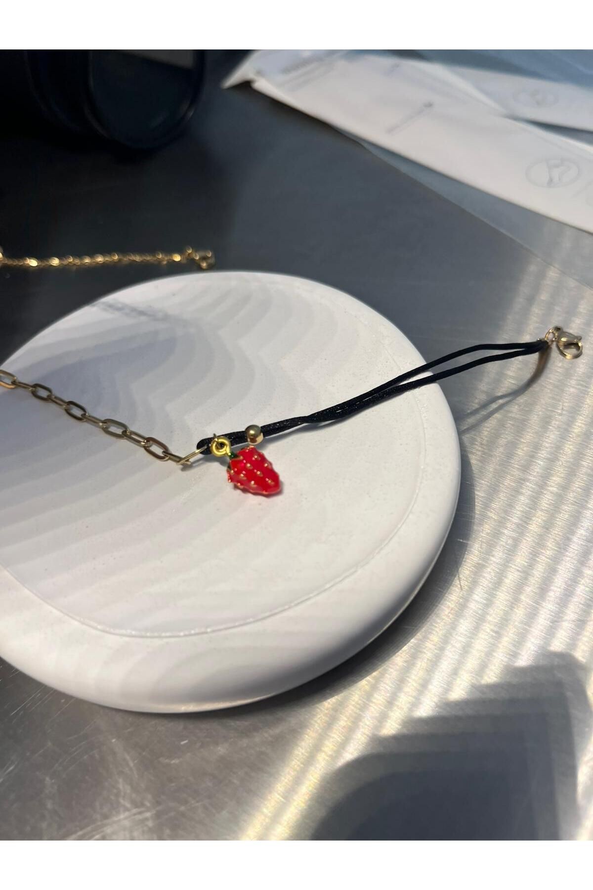 BeGa store Kadın çelik çilek detaylı ipli halhal