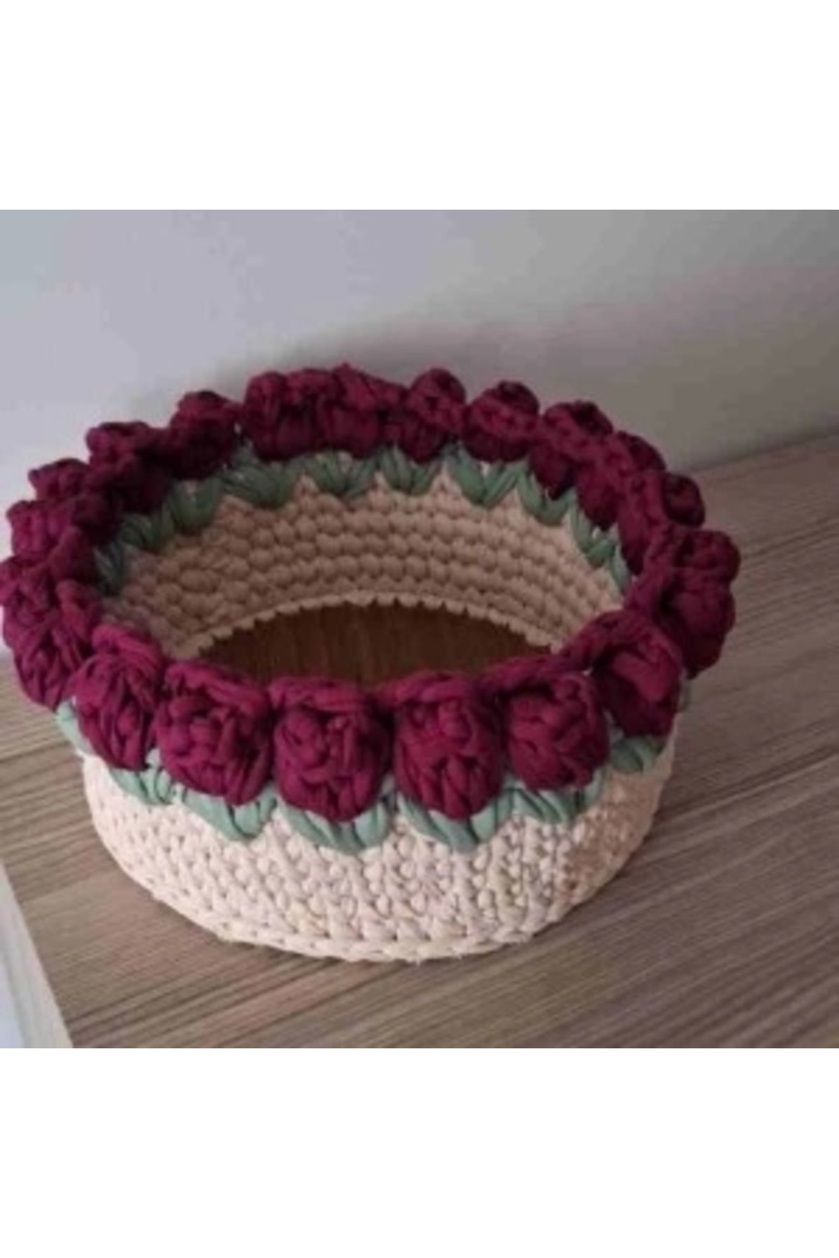 STOREMAX Penye Sepet Tabanlı El Örme Handmade– 20 cm Yuvarlak