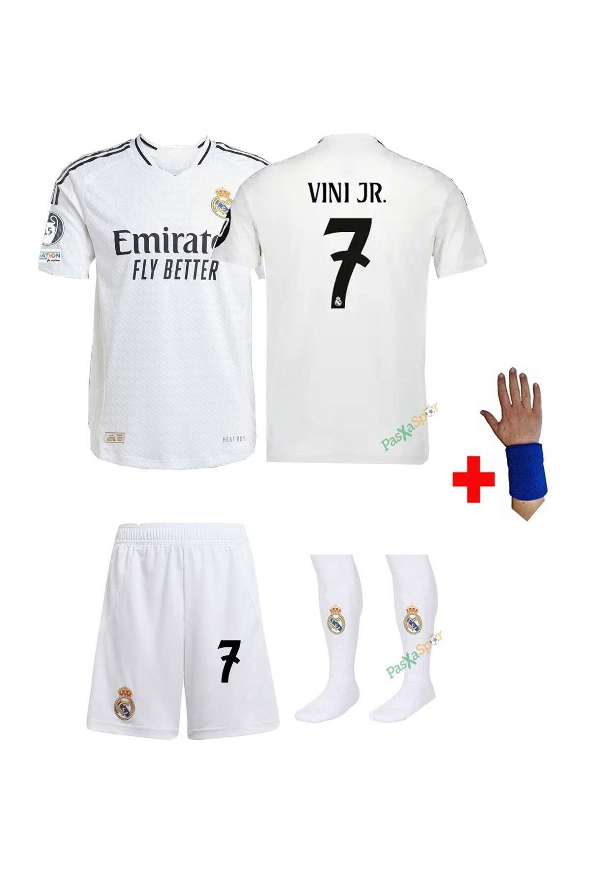 Alaturka Mix Real Madrid 2025 Vini Jr Beyaz Çocuk Forması Şort Çorap Bileklik Hediyeli