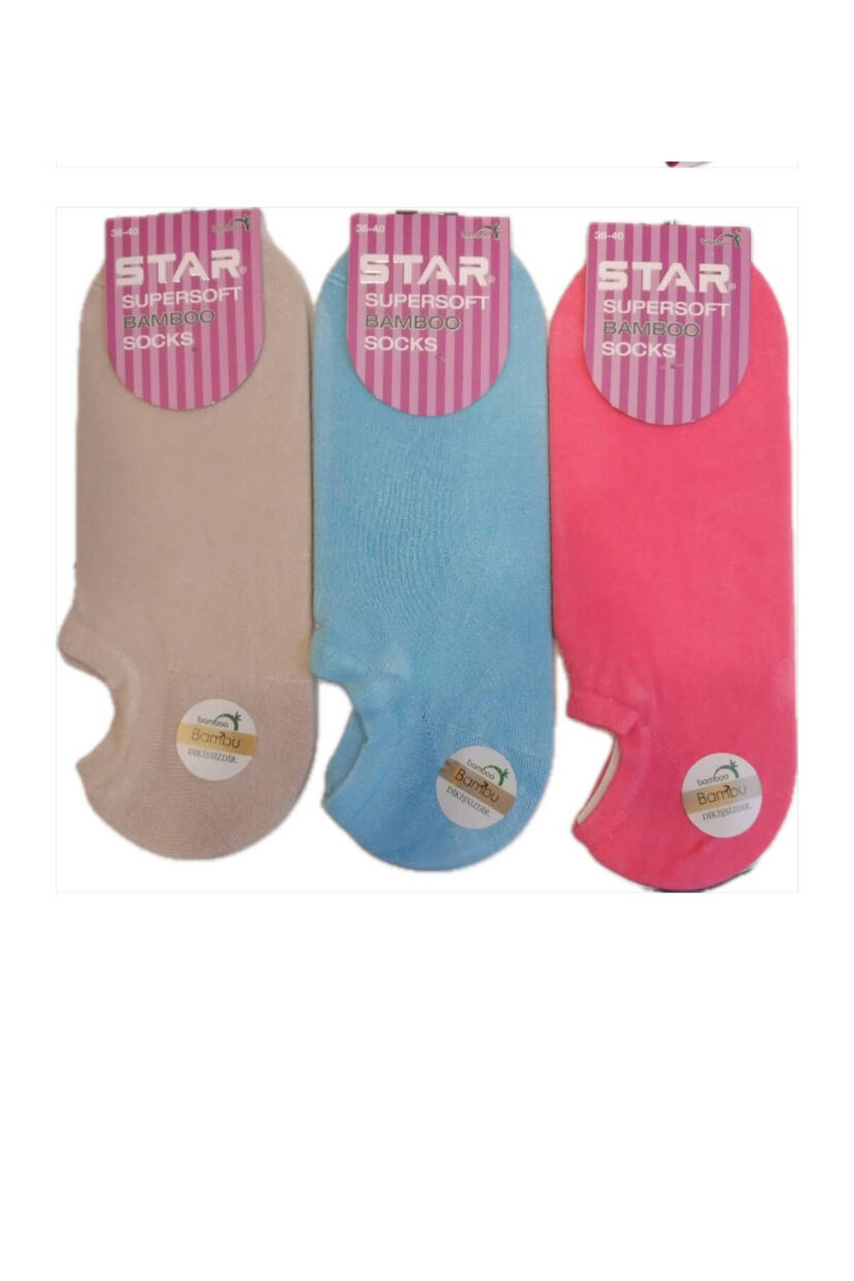 Star 3 LÜ KADIN ASORTİ ORGANİK BAMBU SNEAKERS ÇORAP