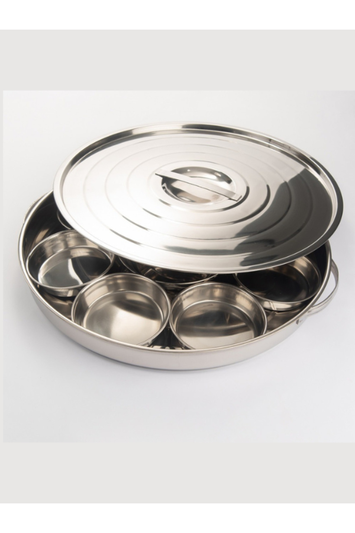 صحن فطور استيل 9 قطع بغطاء